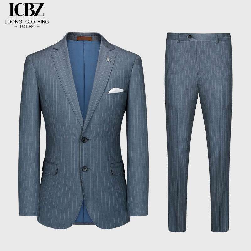 Dark Gray Men's Stripe Suit for Business Wear Supply 8 Dark Gray Men's Suit