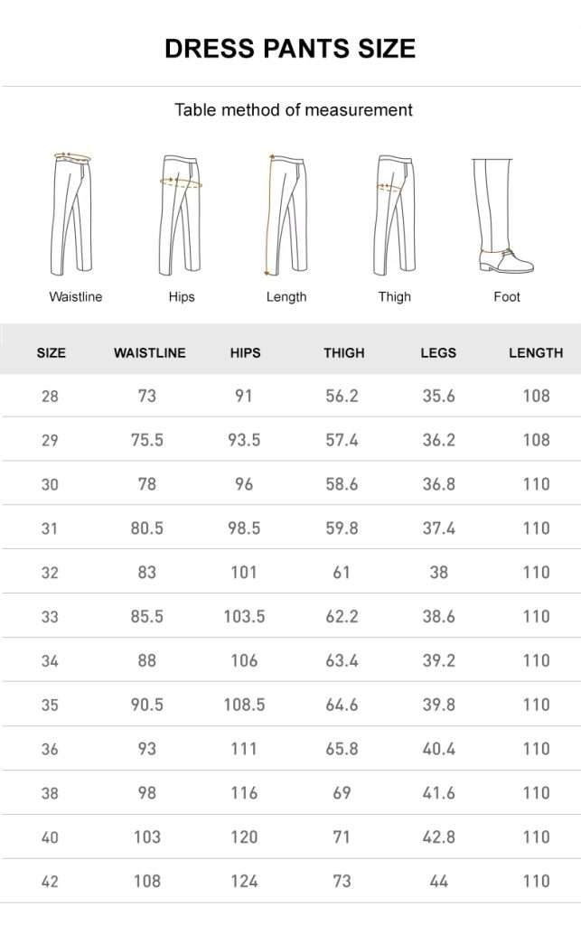 SIZE CHART FOR Men's Business Suit TOP MEASURING METHOD