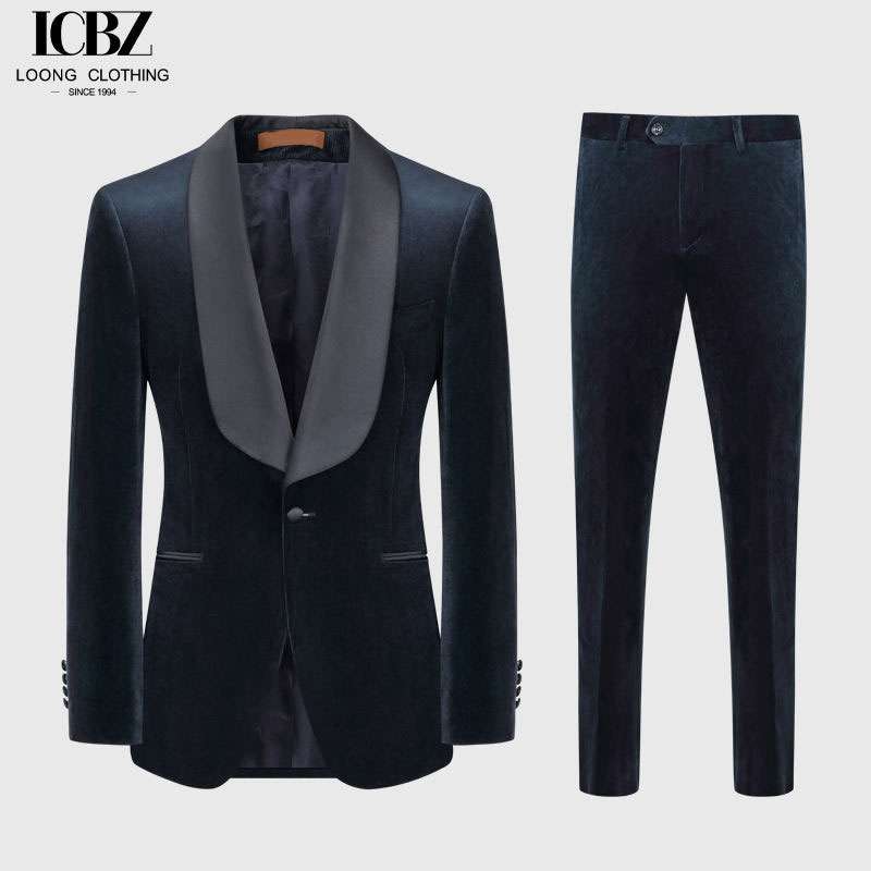 Wholesale Custom Men’s Black Shawl Lapel Tuxedo Suit for Wedding 2 Men’s Black Shawl Lapel Tuxedo Suit