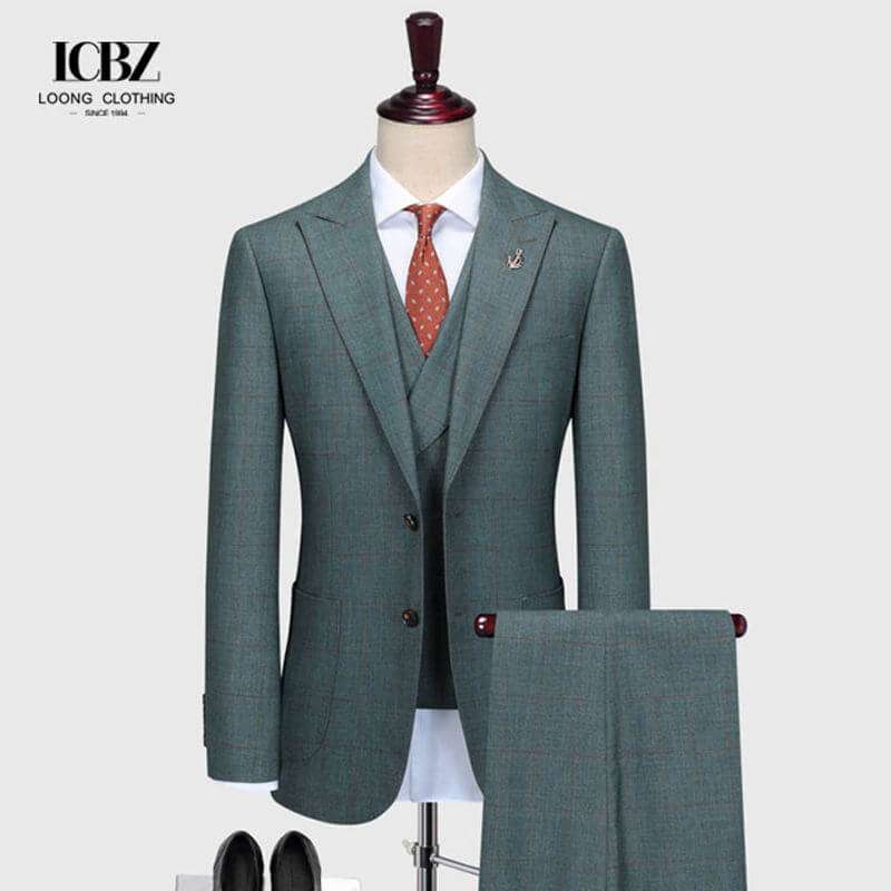 Men’s Green Plaid Suit 3 Piece Custom Slim Fit Business Suit for Wholesaler 1 mens green plaid suit