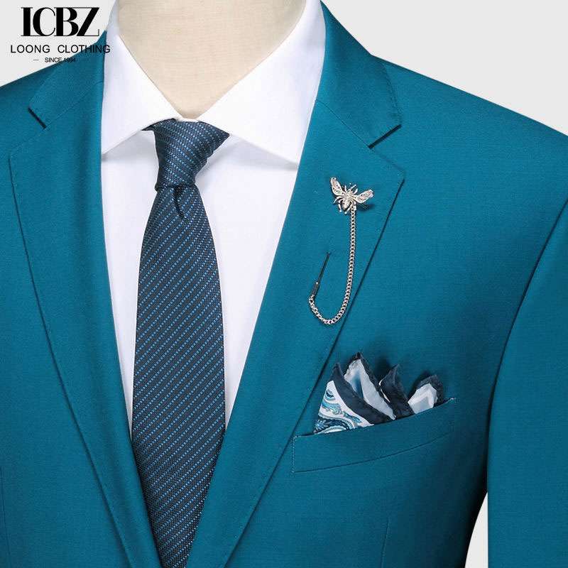 Men’s Blue Slim Fit Business Blazer Suit